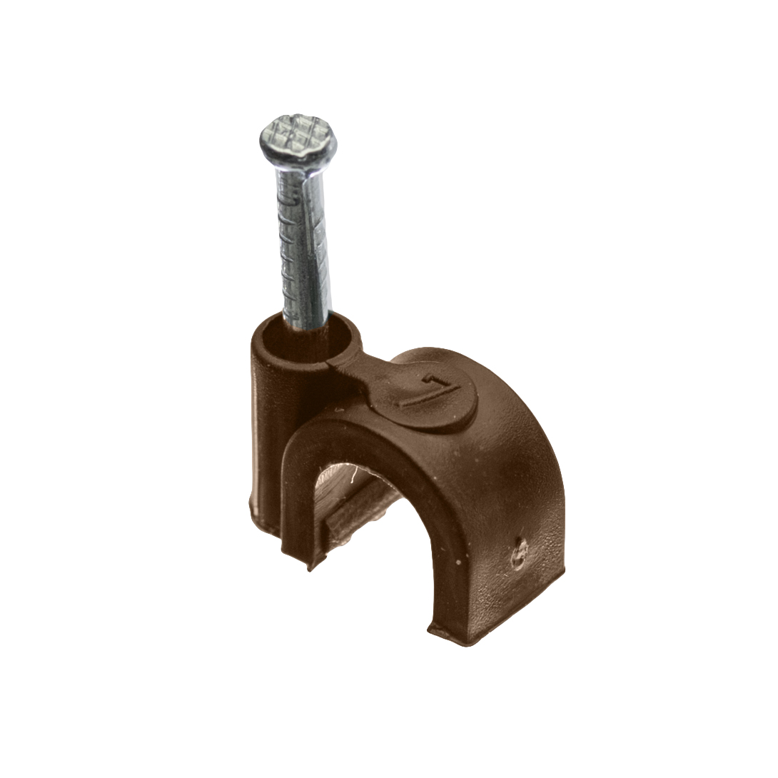 Kabelschelle mit aufgel, ∅7mm, rund, braun, 25 Stück – Pawbol