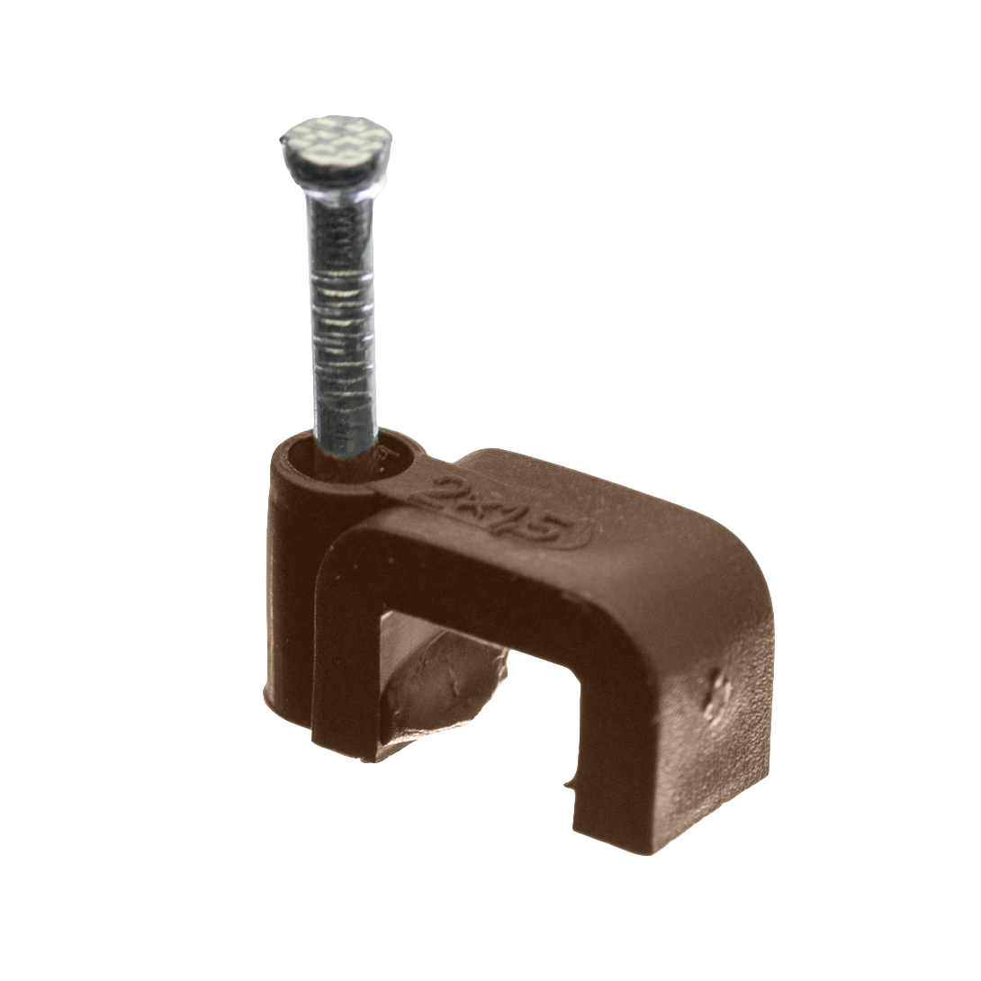 Kabelschelle mit aufgel, YDYp 2x1,5 7/5, flach, braun, 25 Stück – Pawbol