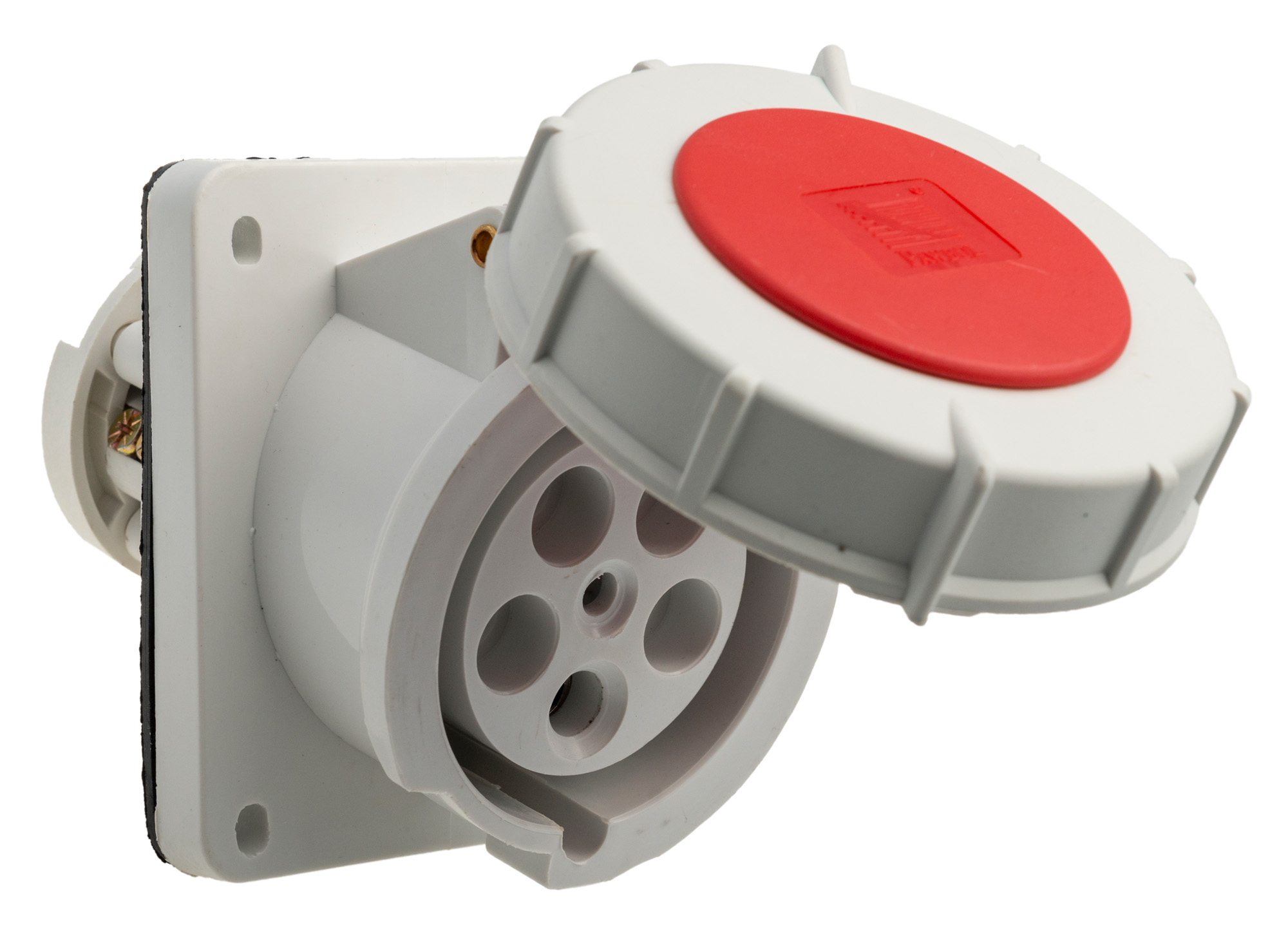 CEE-Anbausteckdose schräg, 63A/5P, 400V, rot, IP67 – Pawbol