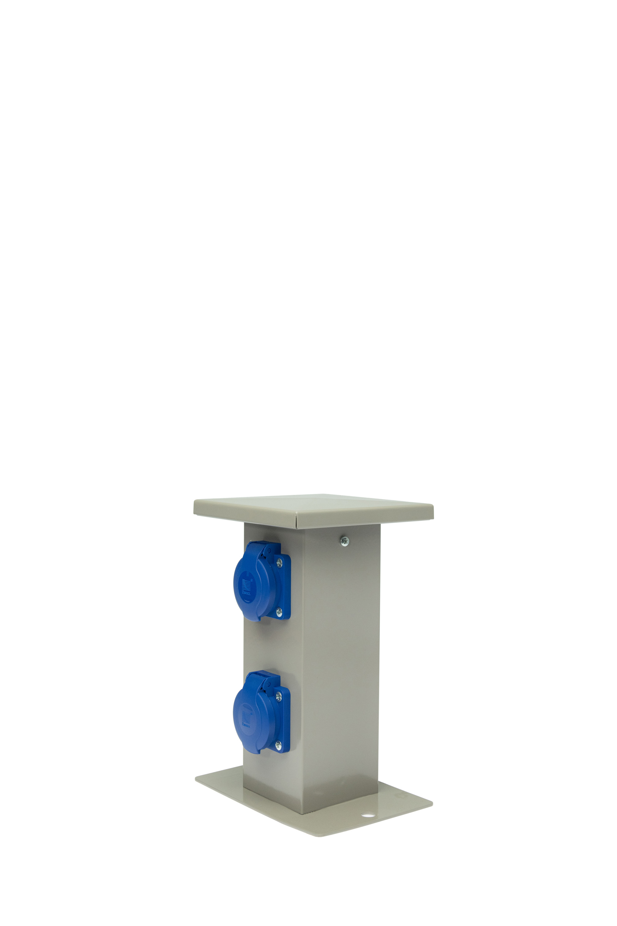 Gartensteckdosensäule klein: 2x250V, 250V, Aluminium, grau, IP44 – Pawbol