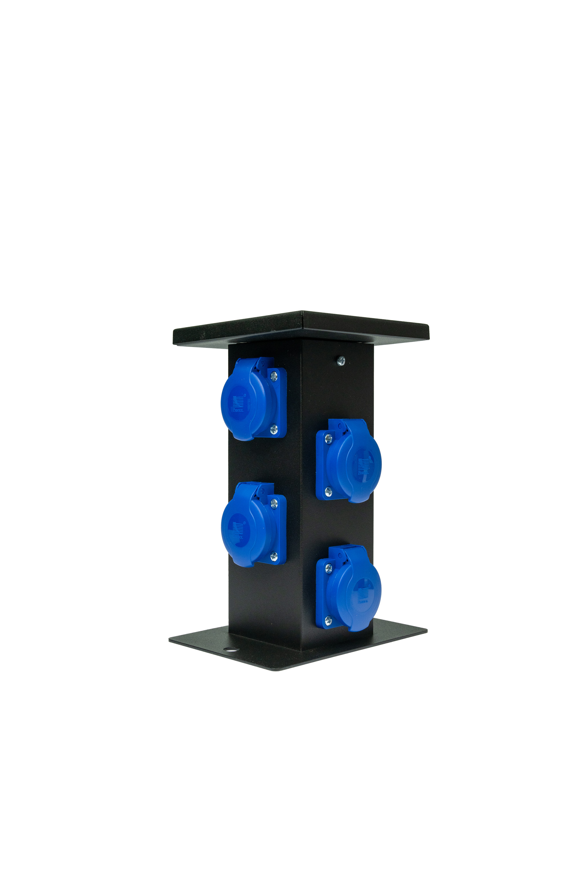 Gartensteckdosensäule klein: 4x250V, 250V, Aluminium, schwarz, IP44 – Pawbol