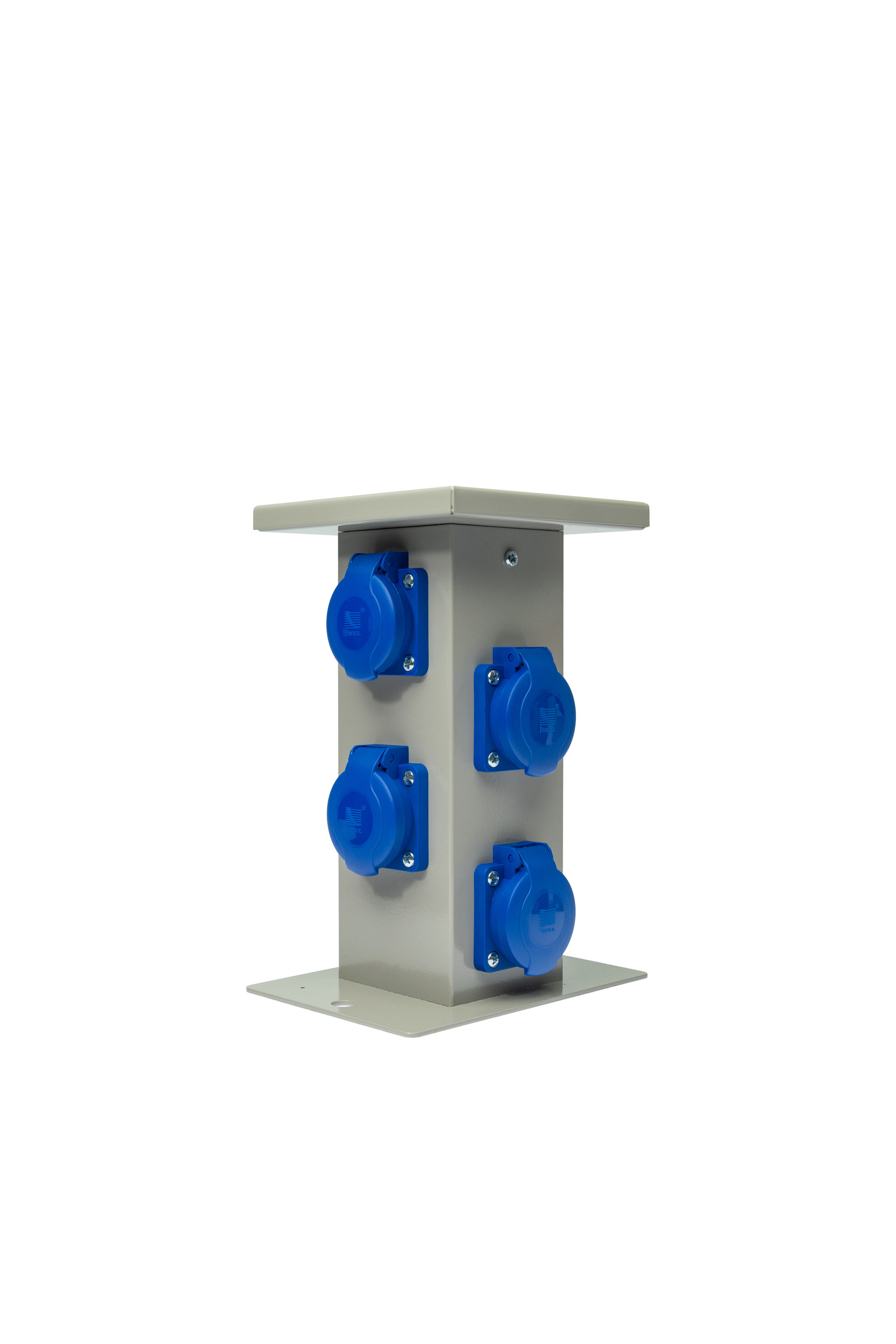 Gartensteckdosensäule klein: 4x250V, 250V, Aluminium, grau, IP44 – Pawbol