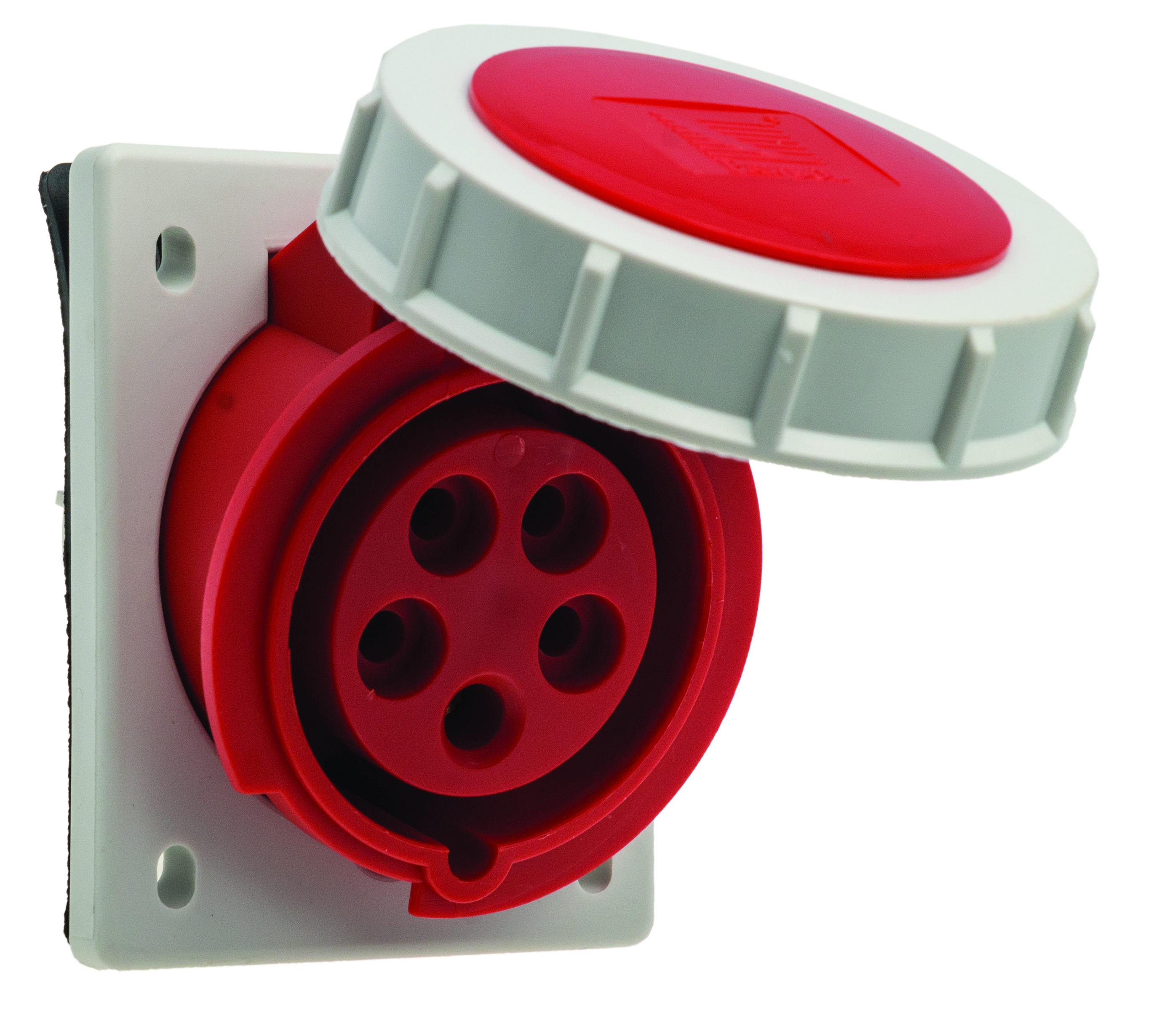 CEE-Anbausteckdose schräg, 16A/5P, 400V, rot, IP67 – Pawbol