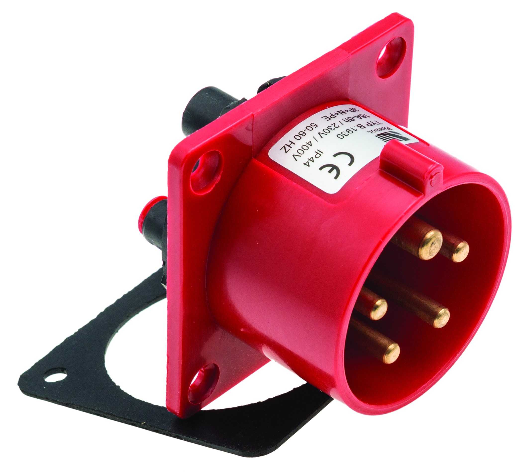 CEE-Anbaustecker gerade, 16A/5P, 400V, rot, IP44 – Pawbol