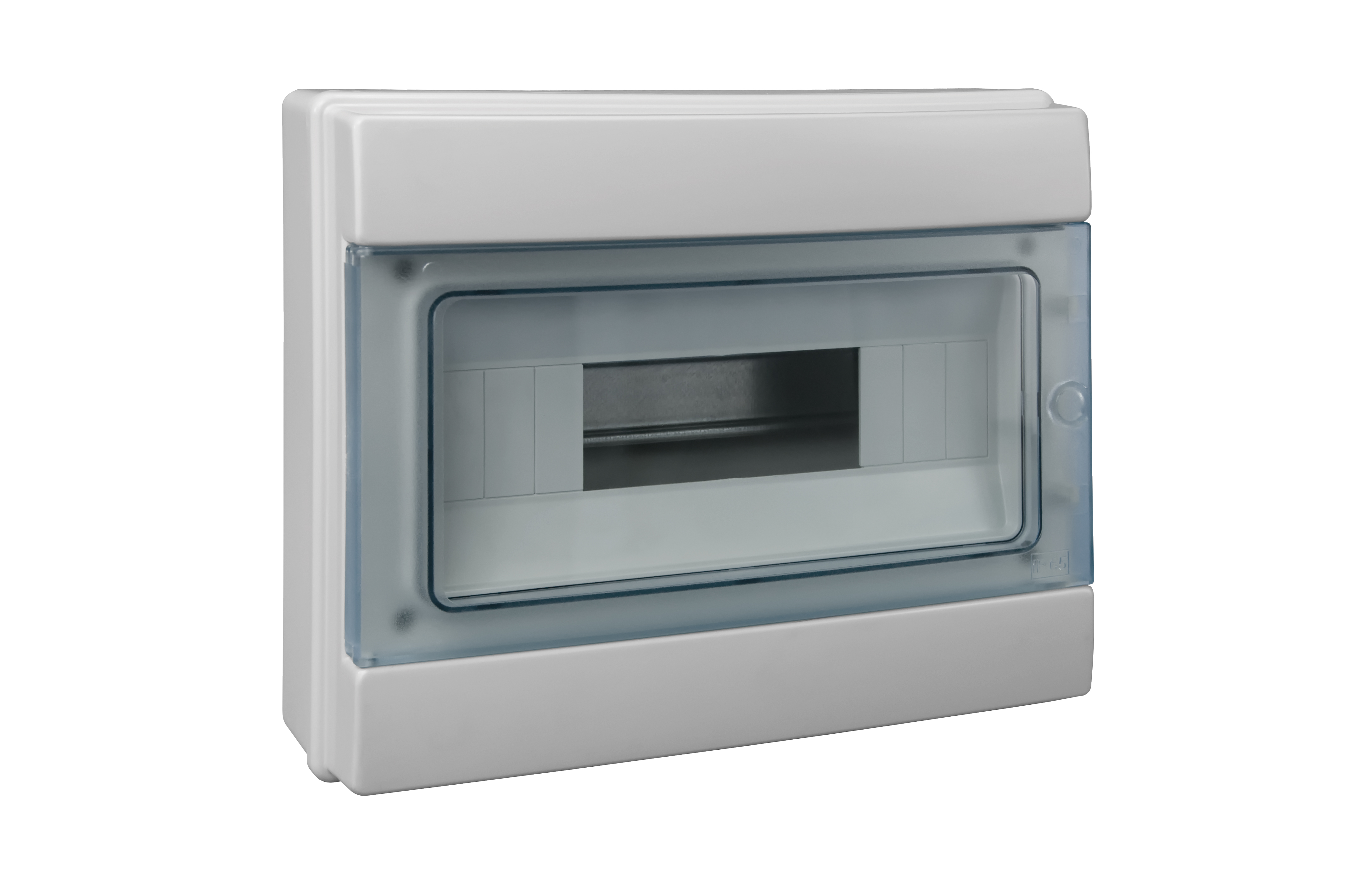 Aufputz-Modulverteiler, S-12, 1x12, transparente Tür, Kunststoff, weiß, IP65 – Pawbol