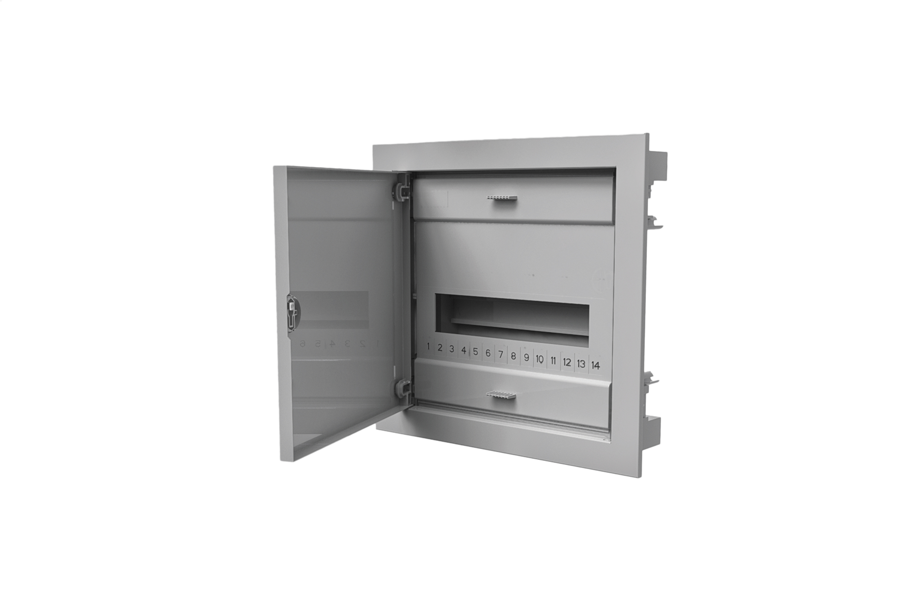 Unterputz-Modulverteiler, S-12, 1x12, undurchsichtige Tür, Metall, grau, IP40 – Pawbol
