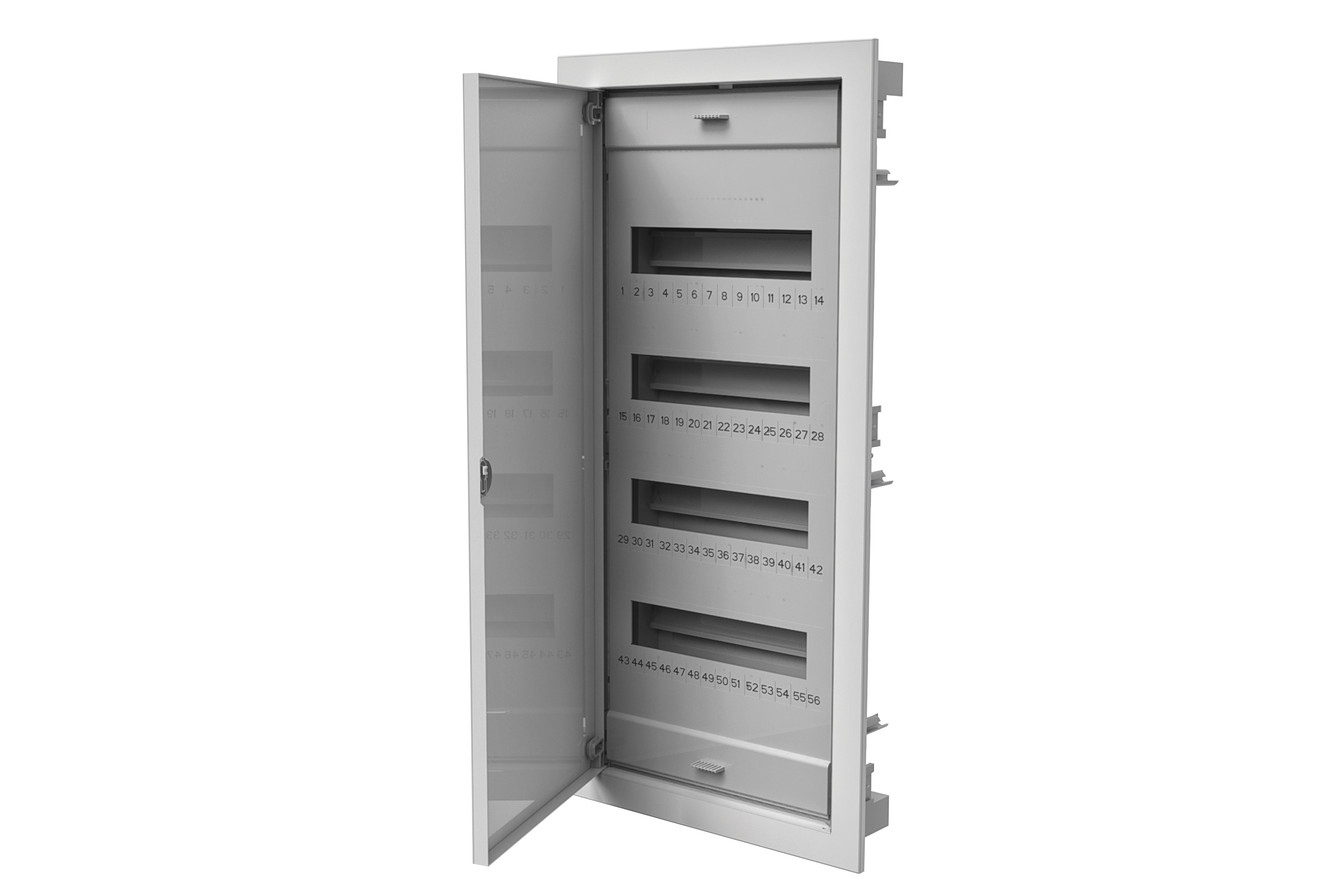 Unterputz-Modulverteiler, S-48, 4x12, undurchsichtige Tür, Metall, grau, IP40 – Pawbol