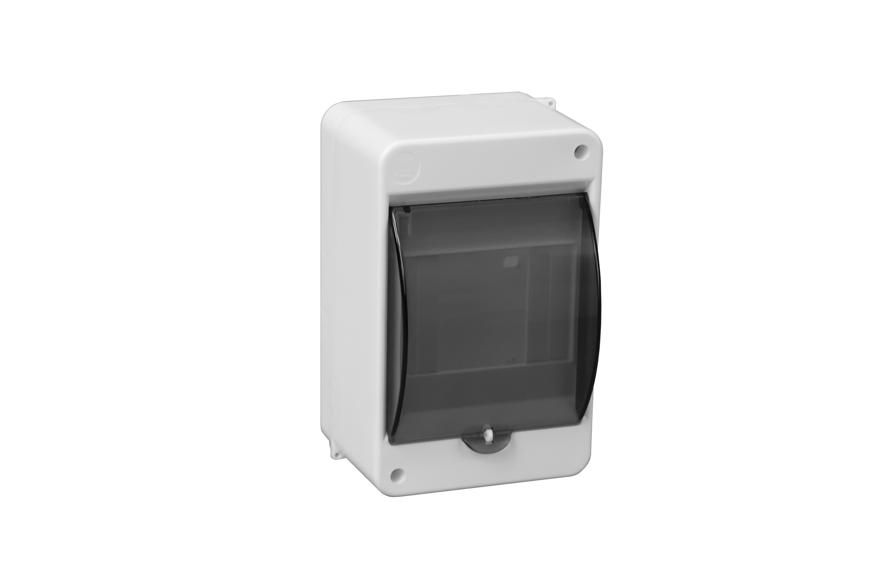 Aufputz-Modulgehäuse S-4, mit Rauchglasscheibe, ohne Klemme, weiß, IP40 – Pawbol