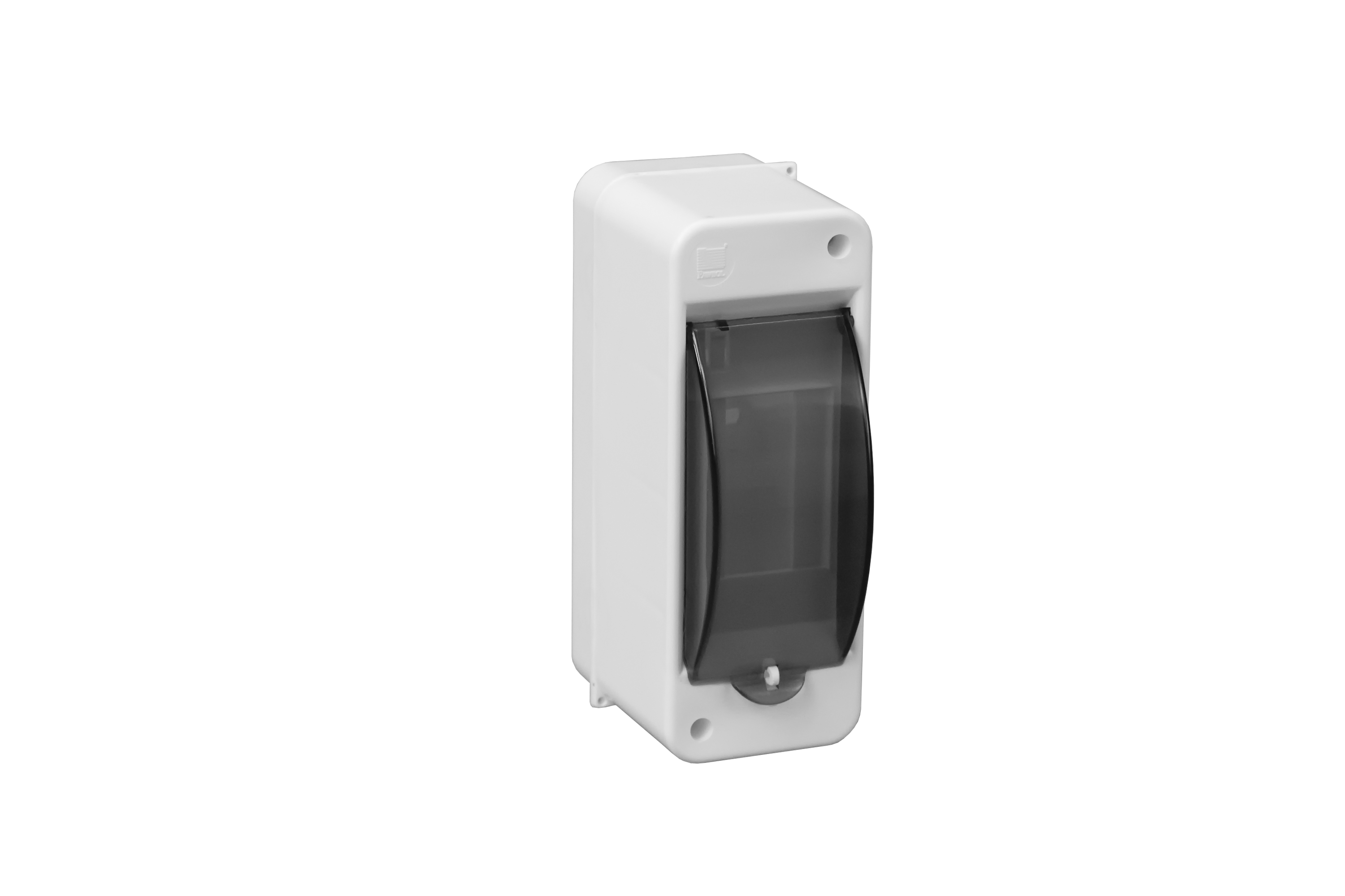 Aufputz-Modulgehäuse S-2, mit Rauchglasscheibe, ohne Klemme, weiß, IP40 – Pawbol