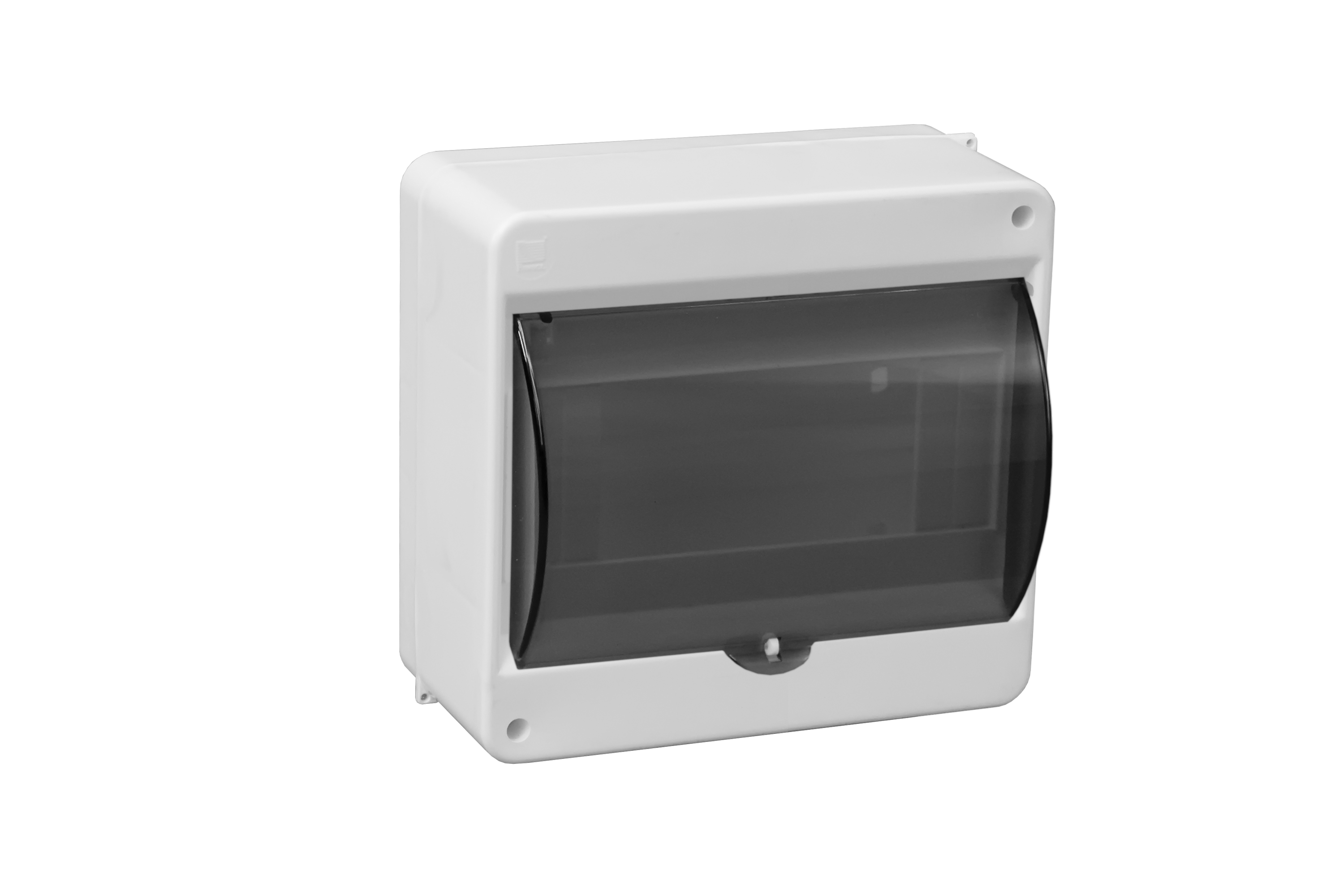 Aufputz-Modulgehäuse S-8, mit Rauchglasscheibe, ohne Klemme, weiß, IP40 – Pawbol