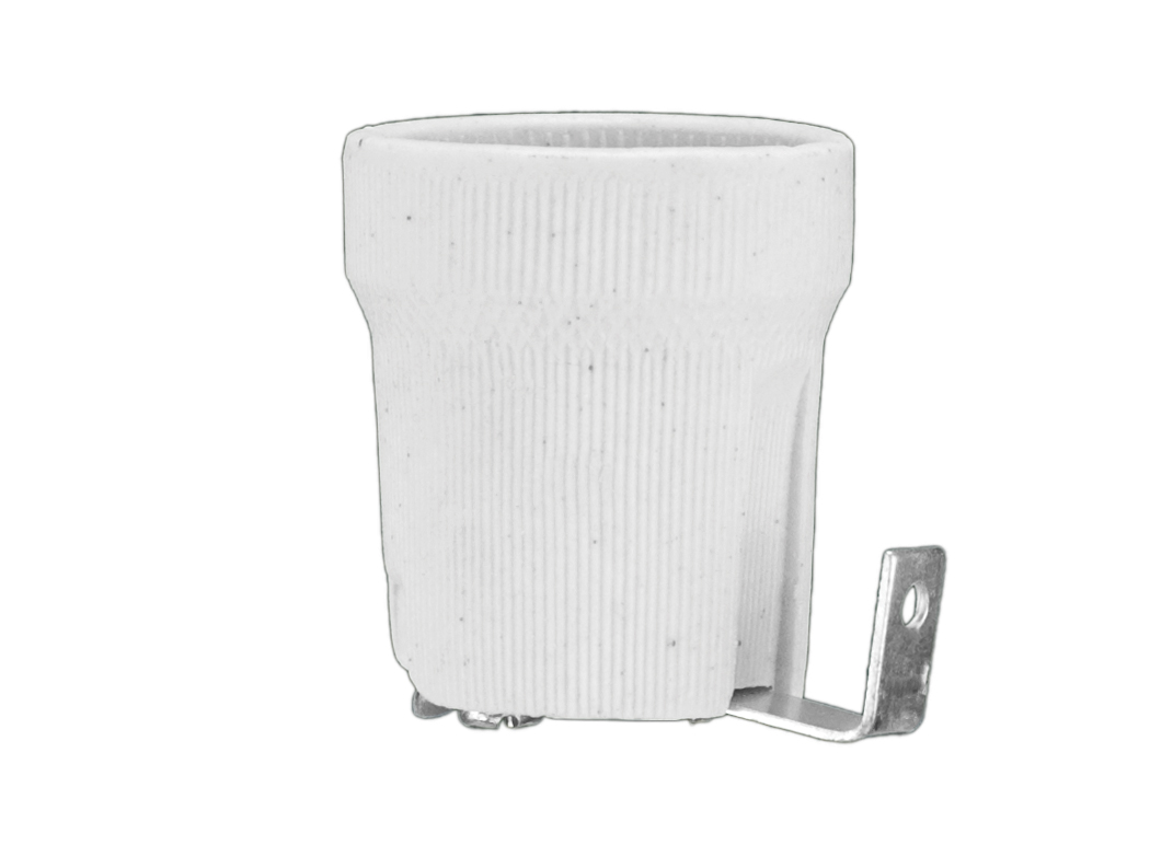Porzellanfassung E27 Typ 426 mit dickerem Kontaktblech, 4A, 250V, weiß – Pawbol
