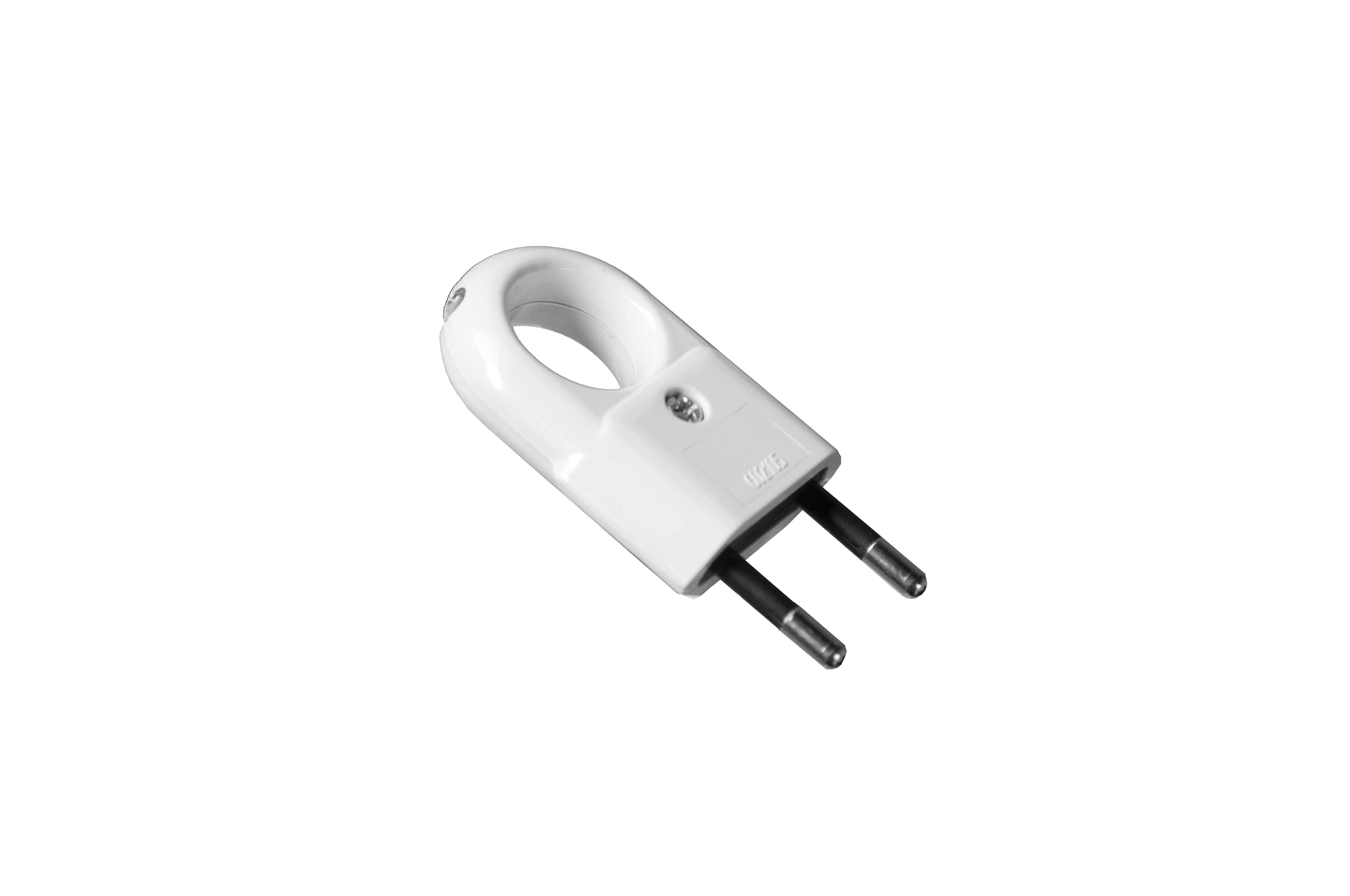 Flachstecker ohne Schutzkontakt, 10A, 250V, weiß, IP44