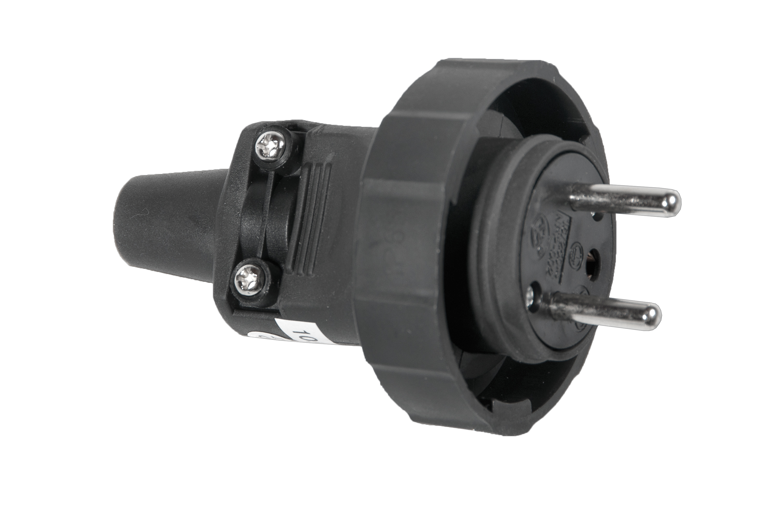 Gummi-Stecker mobil mit Schutzkontakt, 16A, 250V, schwarz, IP65 – Pawbol