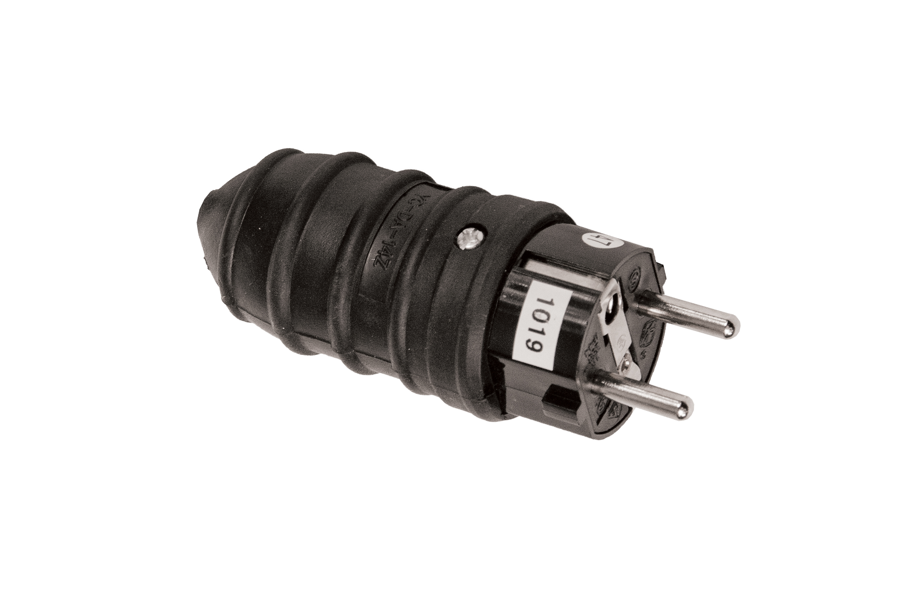 Gummi-Stecker mobil mit Schutzkontakt, 16A, 250V, schwarz, IP44 – Pawbol