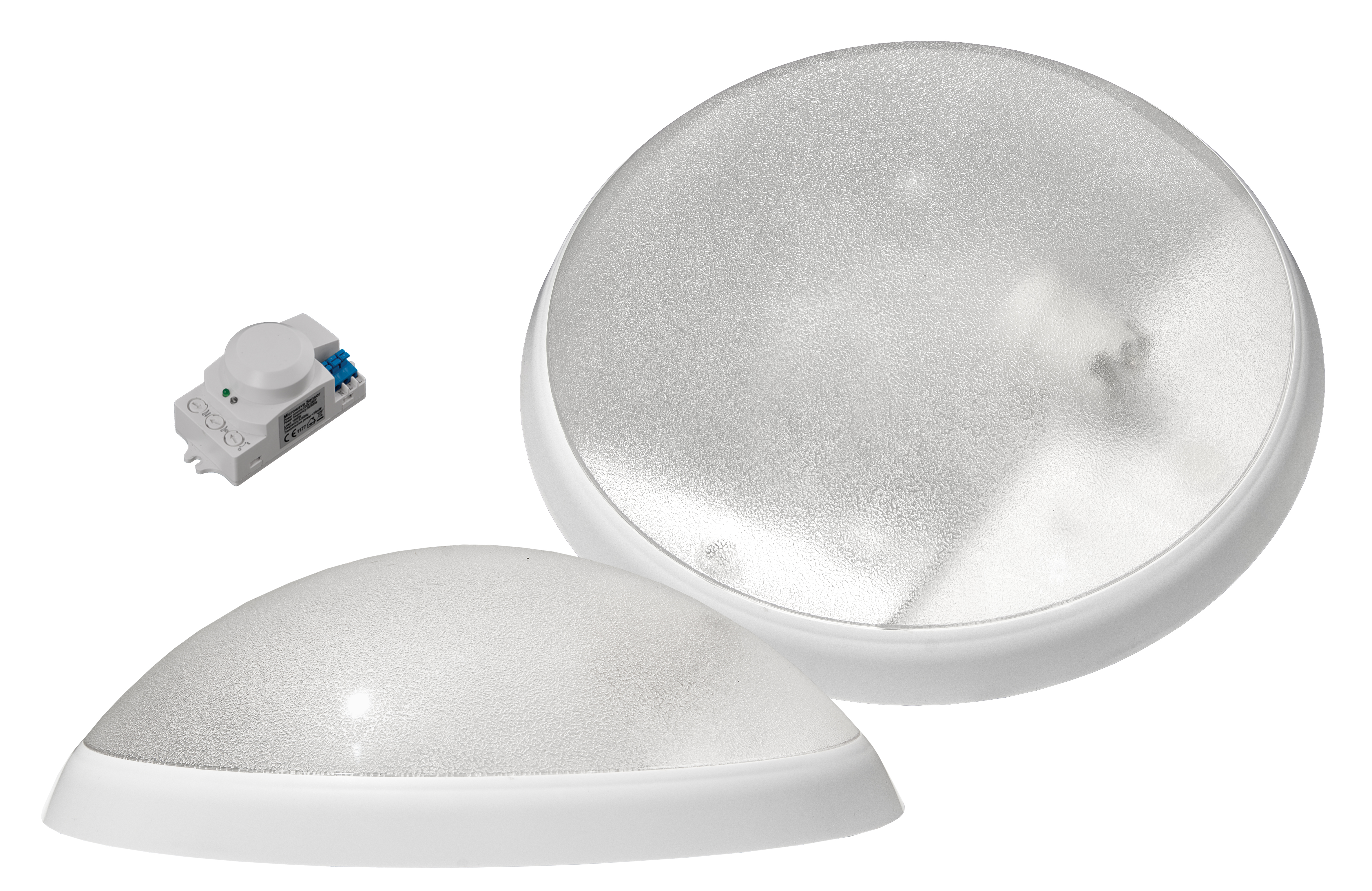Leuchte PANTERA, E27, 18W, transparente Lampenschirm, Ring weiß, Mit Bewegungsmelder – Pawbol
