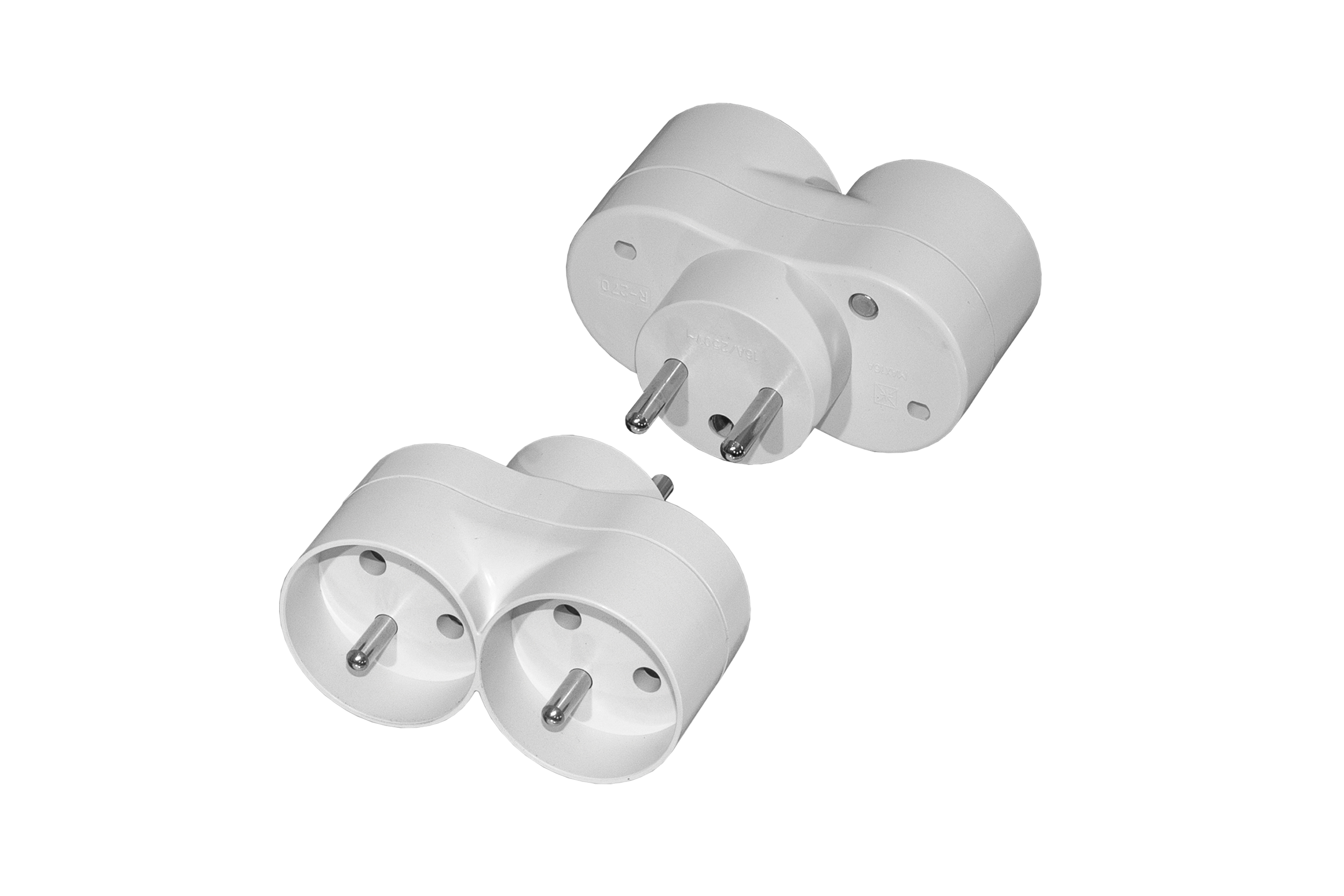 Verteiler 2x2P+Z mit Schutzkontakt, R-270, 16A, 250V, weiß, IP20 – Pawbol