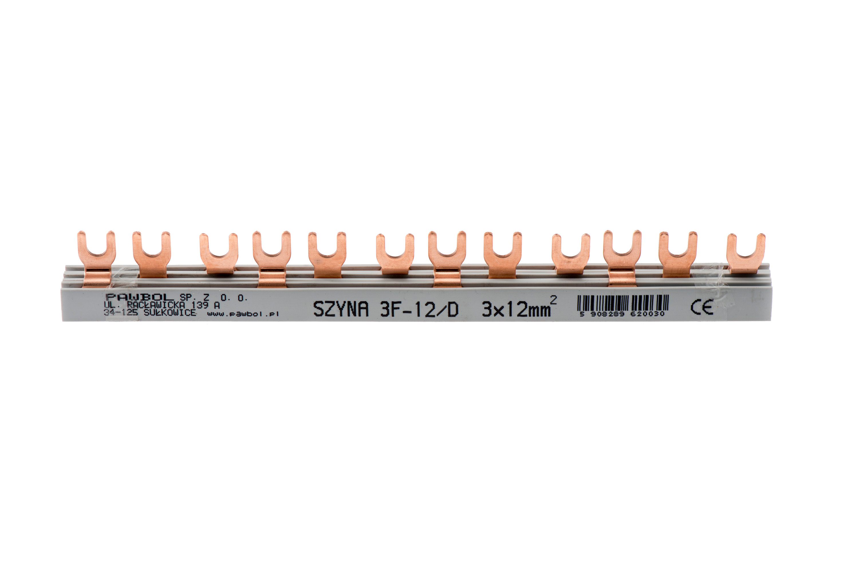 Phasenschiene 3-phasig, Gabelausführung, geteilt, S-12, 12mm2, 80A, 400V