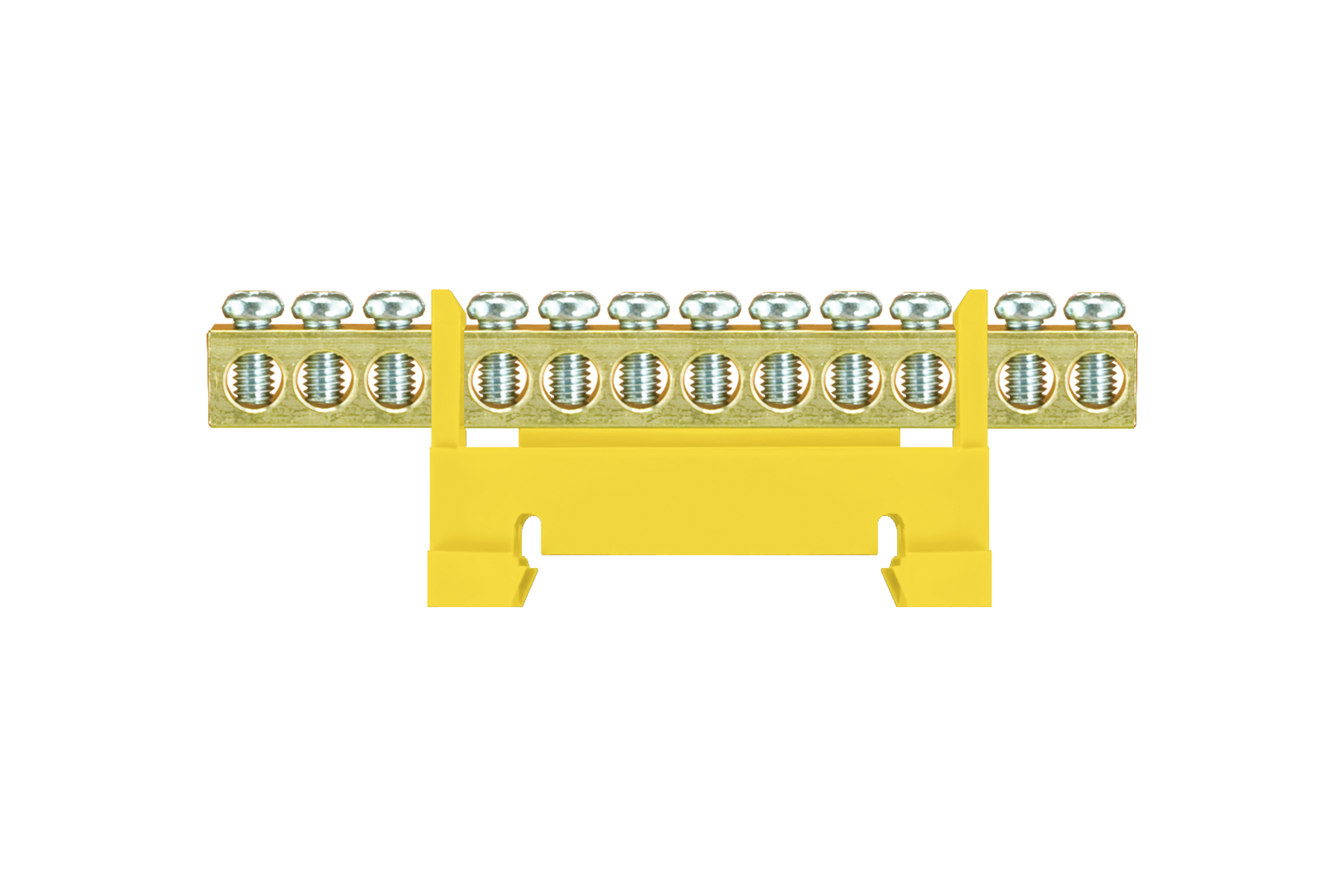 Schutzleiter-Klemmenleiste LZ 12/Ż, niedriger Sockel, 12x16mm2, 32A, 400V, gelb, IP20 – Pawbol