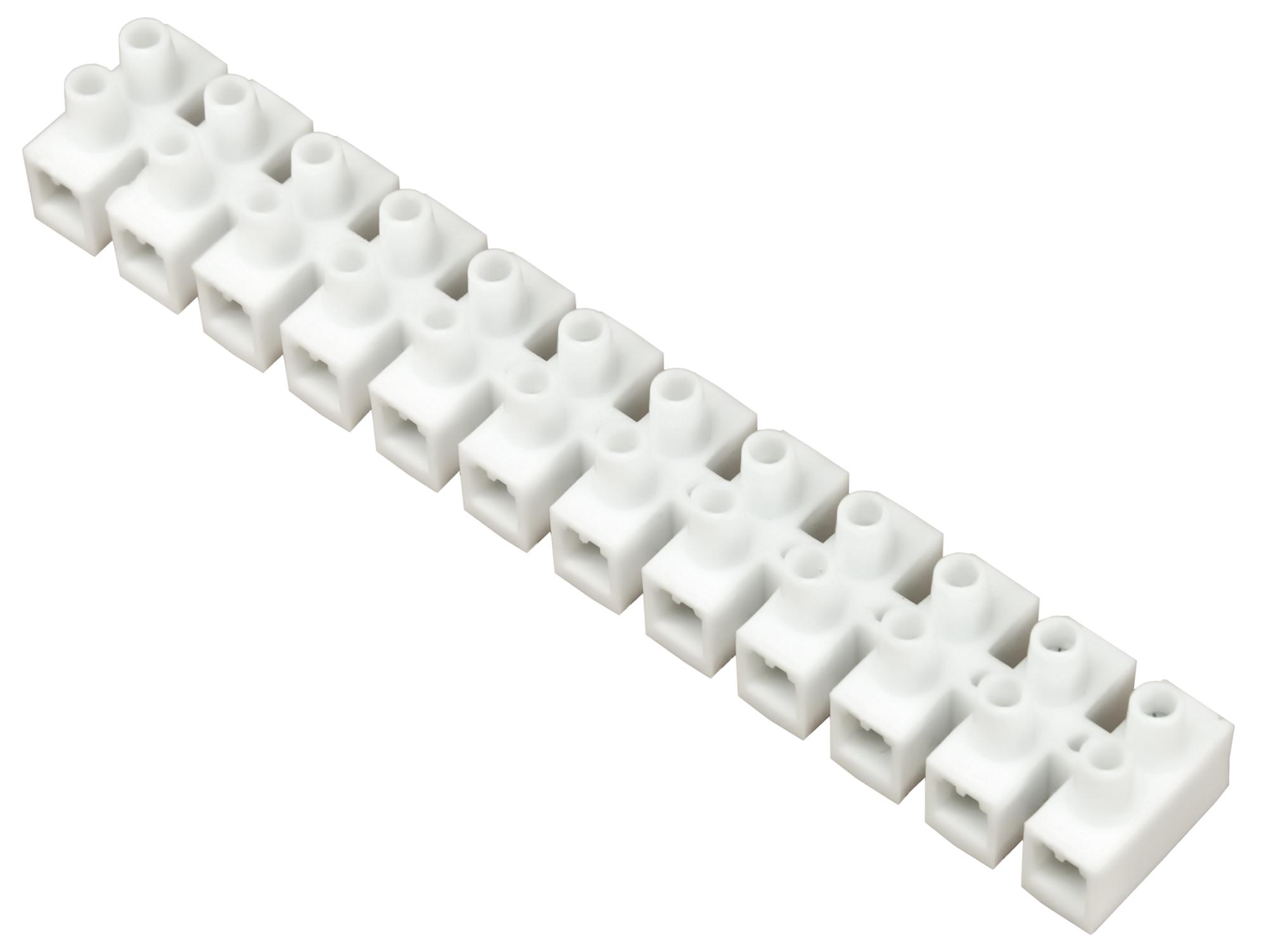 Schraub-Klemmenleiste 12-torowa, 12x25mm2, 101A, 500V, weiß