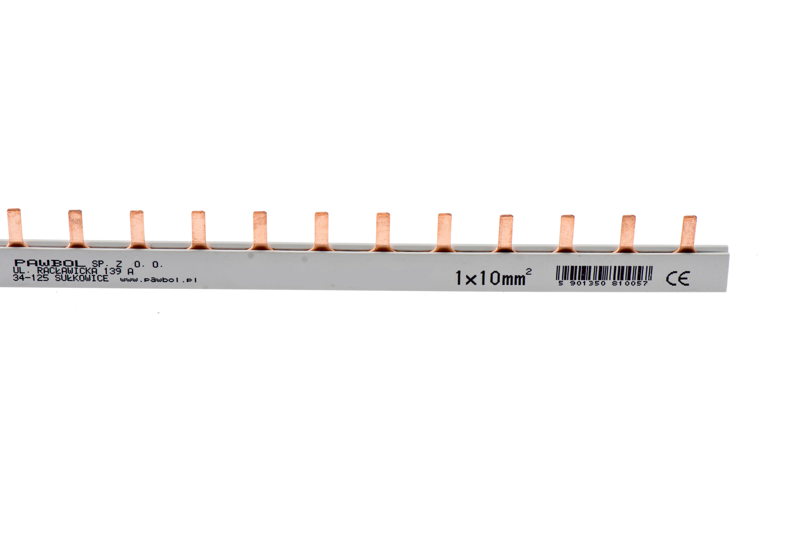 Phasenschiene 1-phasig, Stiftausführung, S-54, 10mm2, 63A, 400V – Pawbol