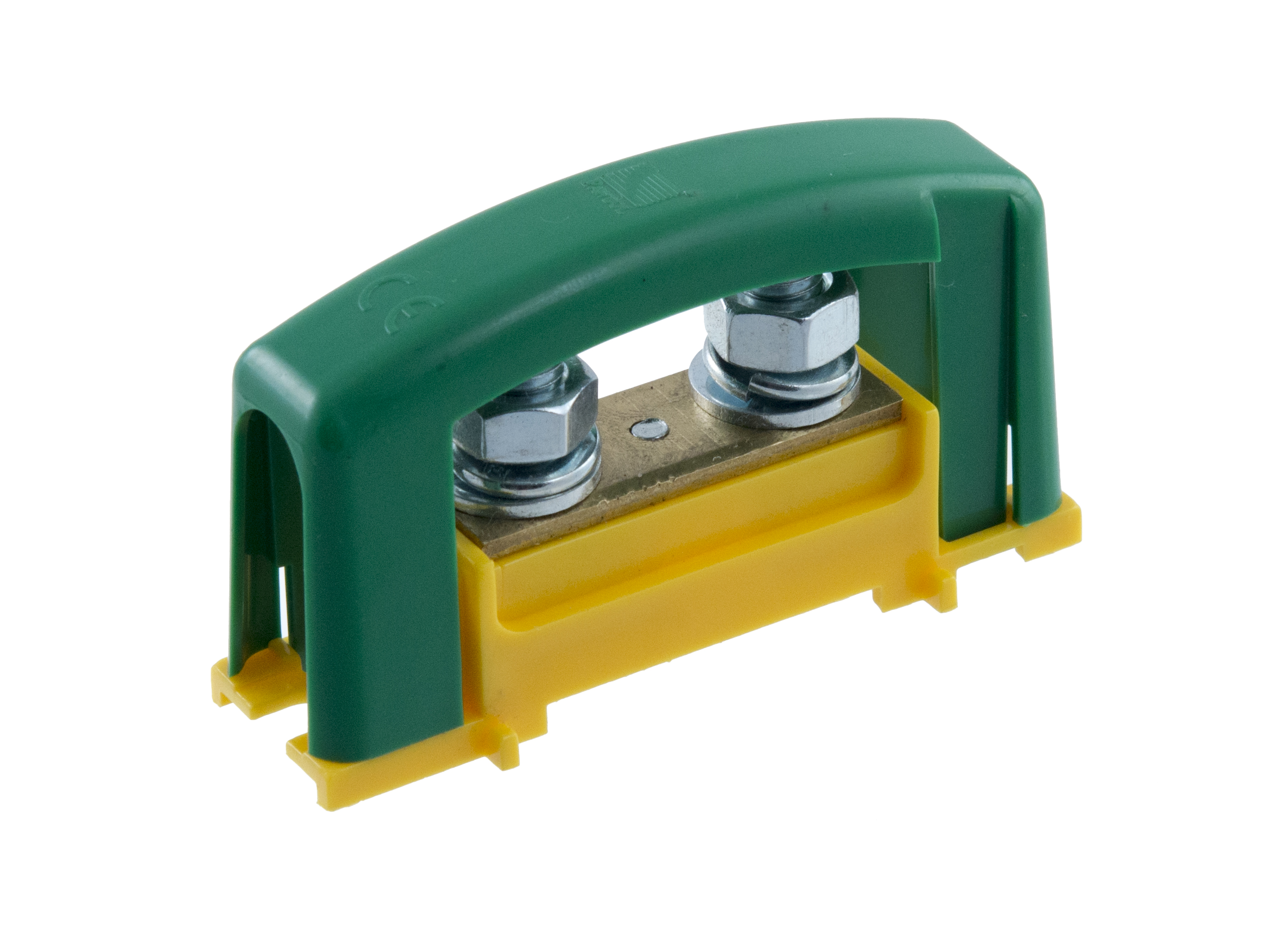 Schutz-/Stromklemme mit Ringöse 2xM8, 2x35mm2, 125A, 450V, gelb-grün – Pawbol