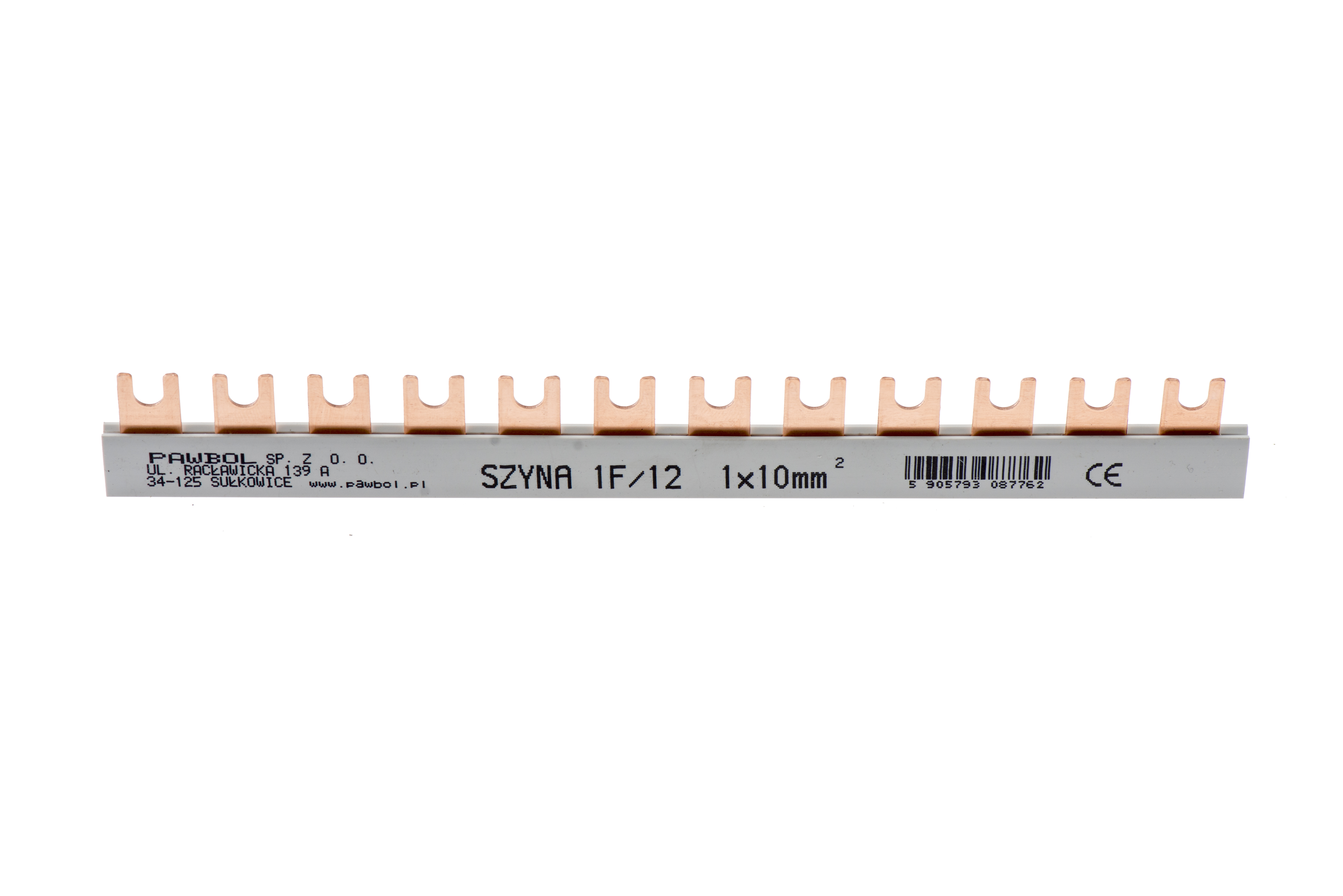 Phasenschiene 1-phasig, Stiftausführung, S-12, 10mm2, 63A, 400V – Pawbol