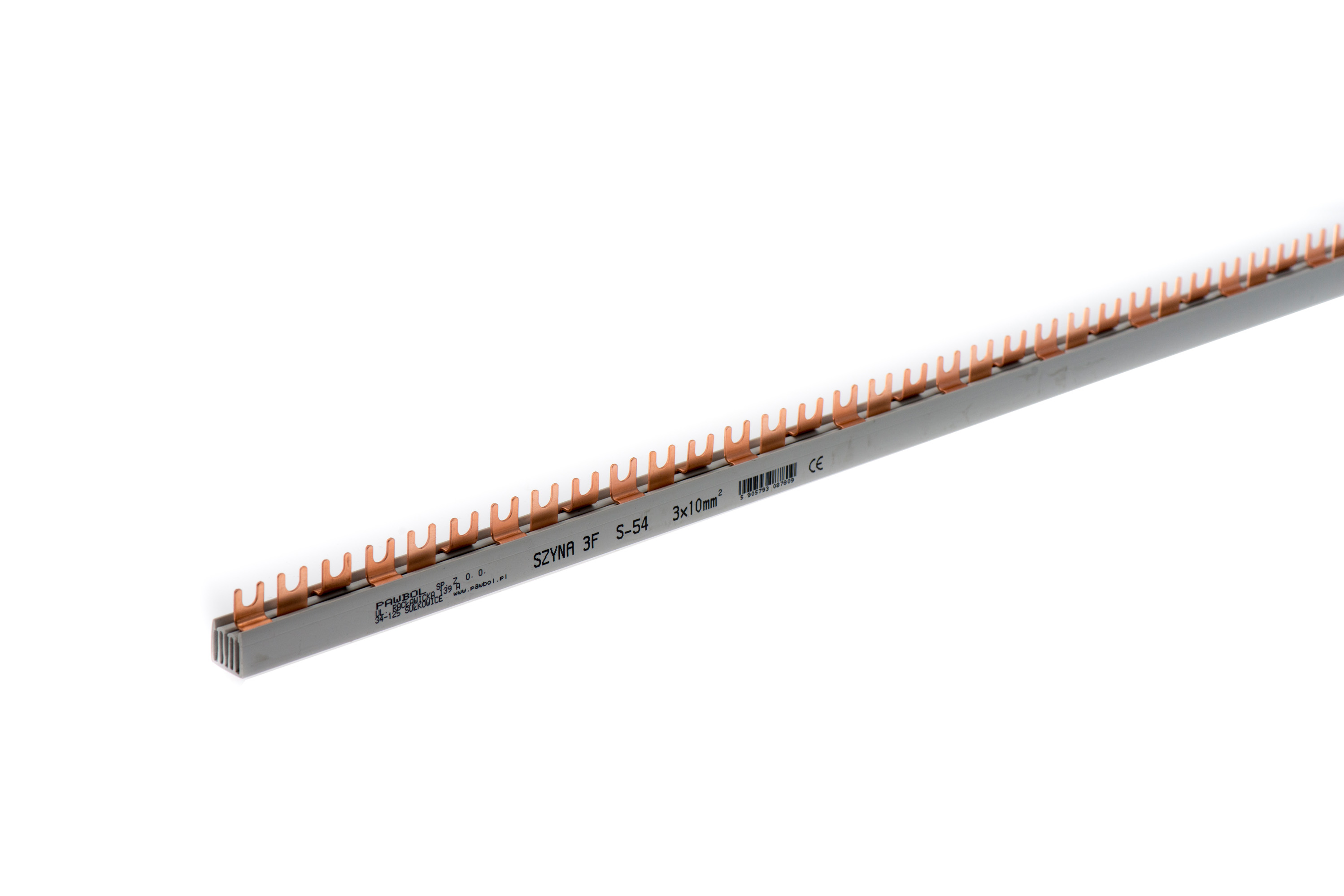 Phasenschiene 3-phasig, Gabelausführung, S-54, 10mm2, 63A, 400V – Pawbol