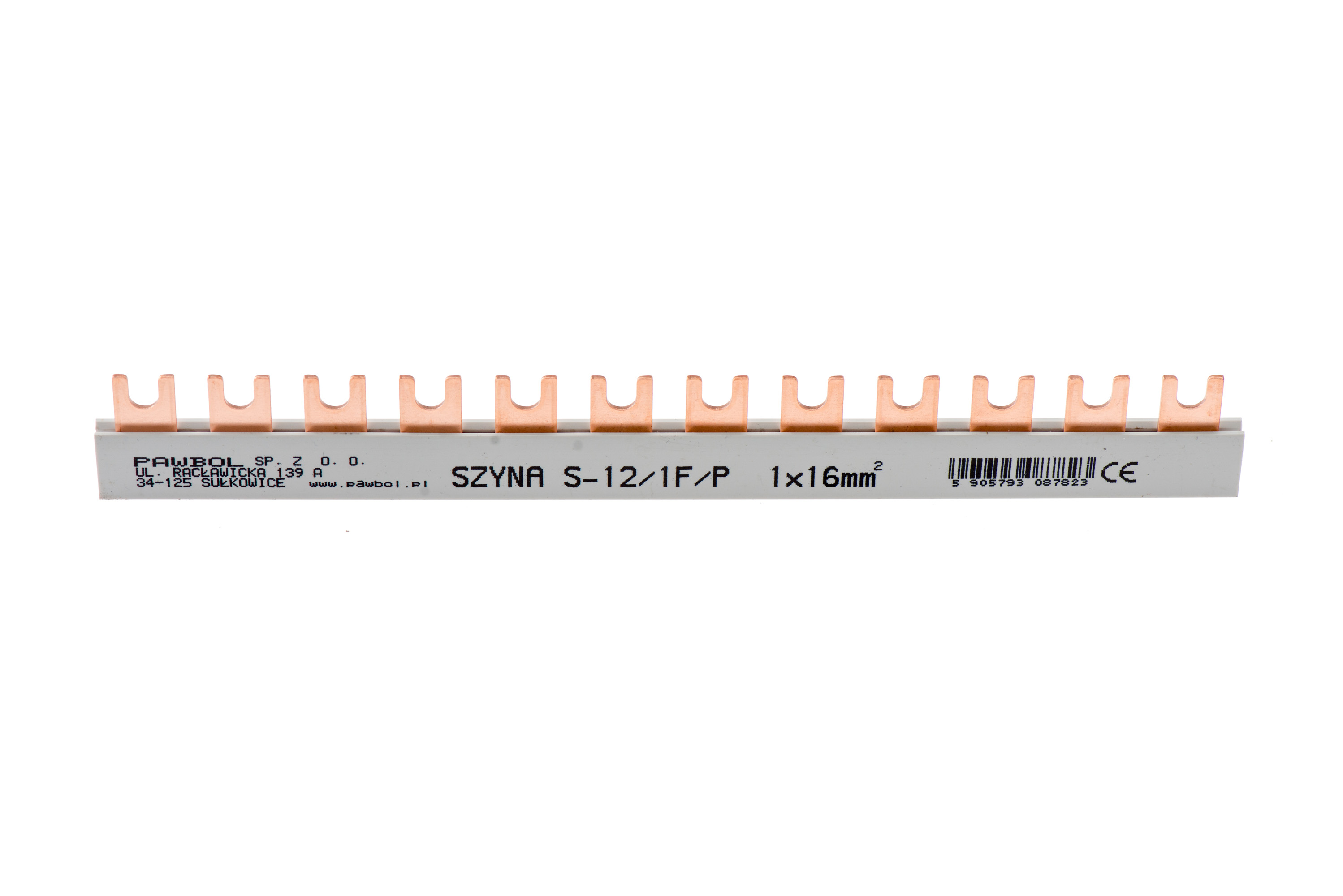 Phasenschiene 1-phasig, Gabelausführung, S-12, 16mm2, 100A, 400V – Pawbol