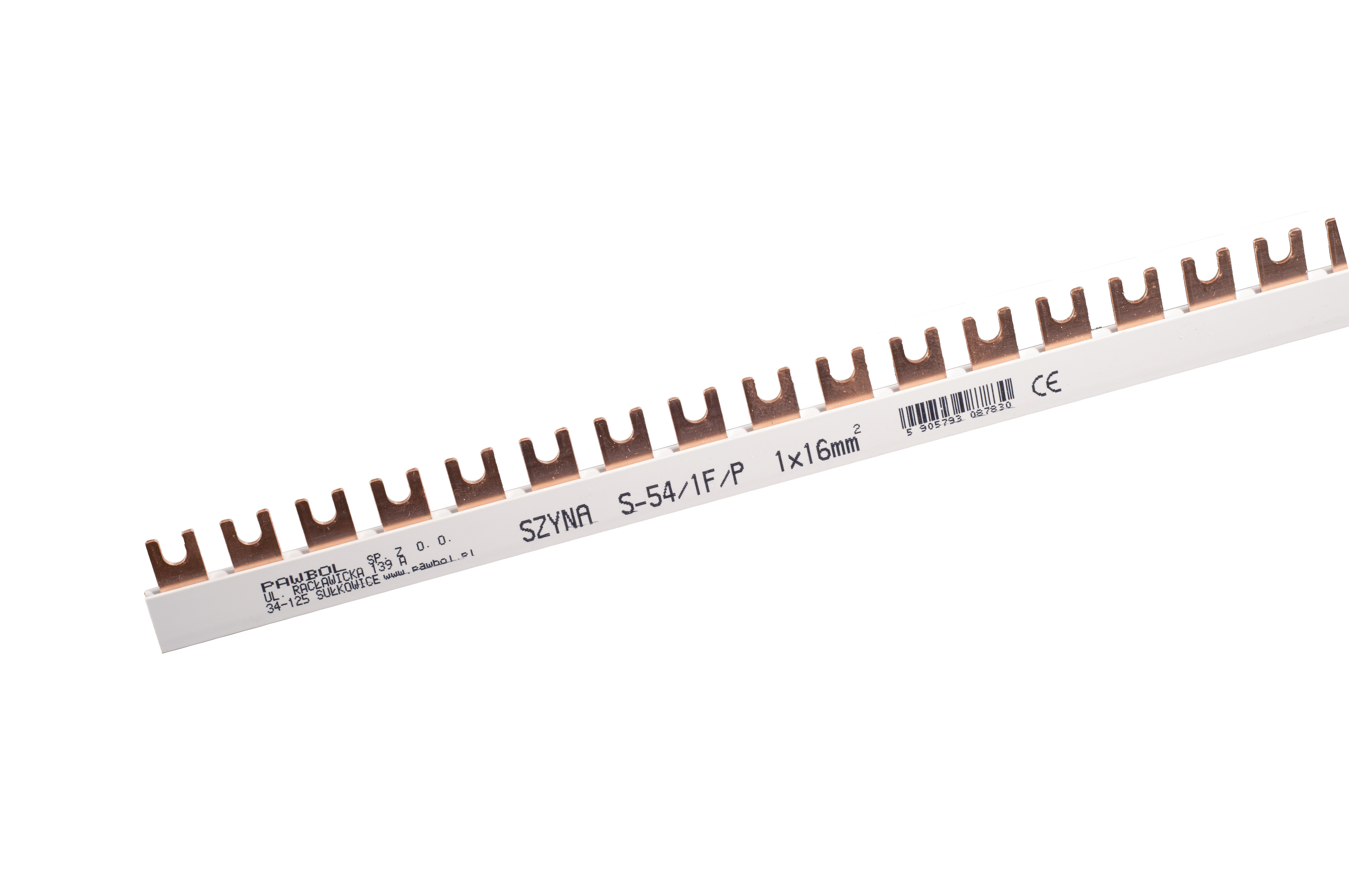 Phasenschiene 1-phasig, Gabelausführung, S-54, 16mm2, 100A, 400V – Pawbol
