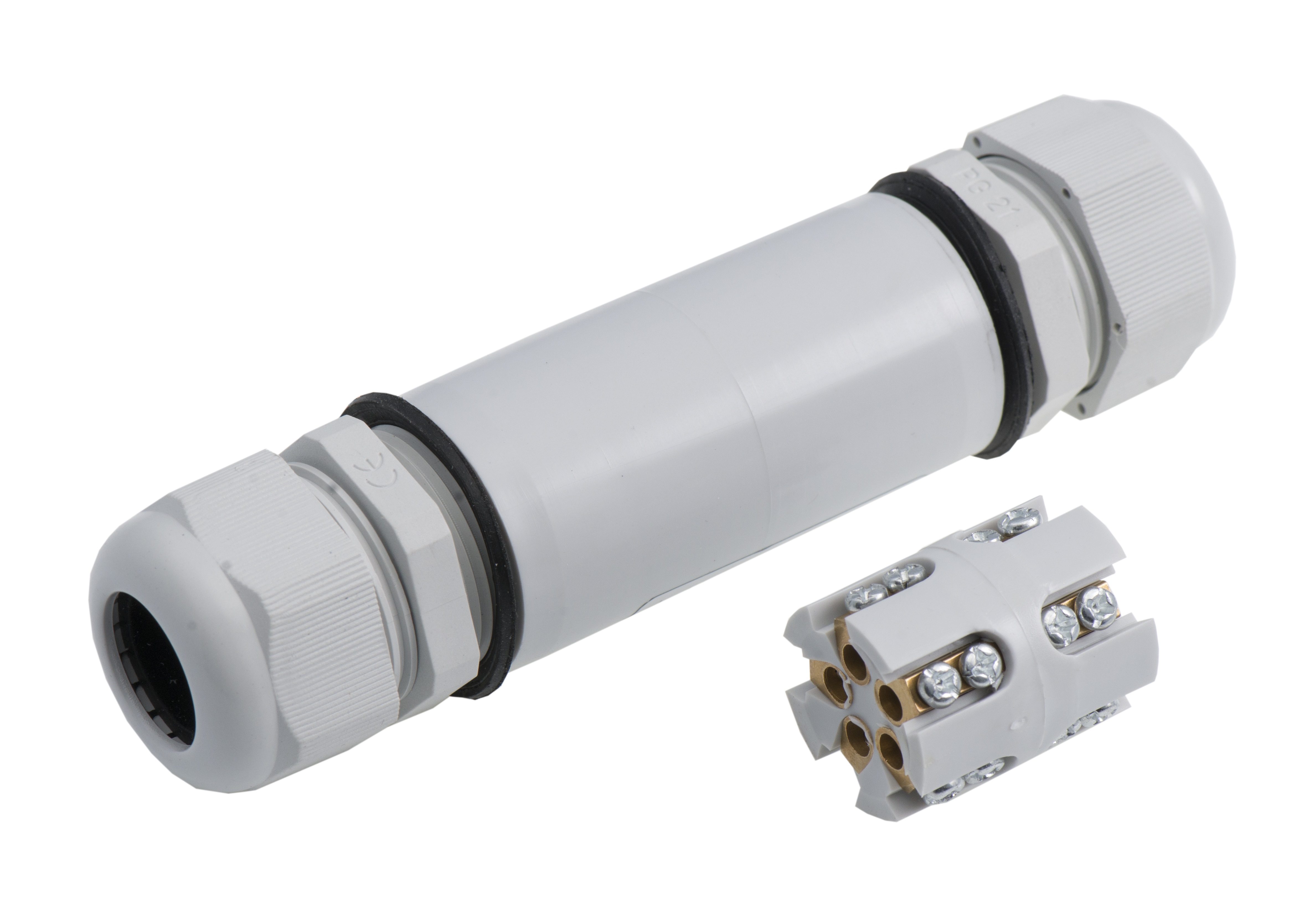 Kabelverbinder PG21, 5x6mm2, 40A, 400V, grau, IP67 – Pawbol