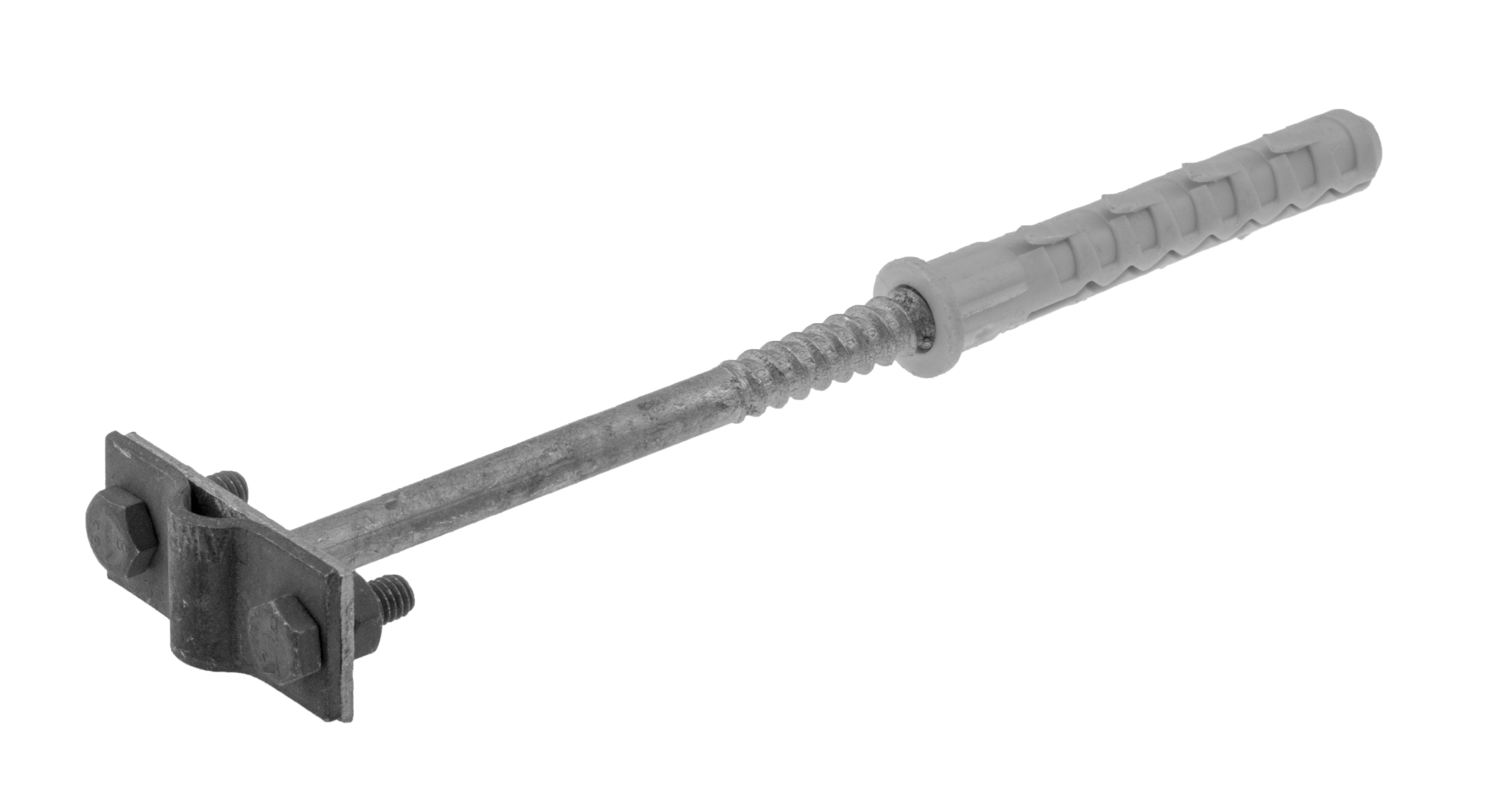 Halter mit Spreizdübel M12, Schraubklemme 2xM6, 120mm, feuerverzinkt – Pawbol